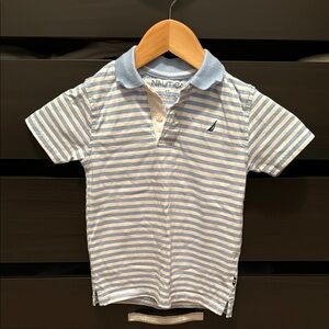 Nautica Kids Light Blue Striped Polo Shirt
